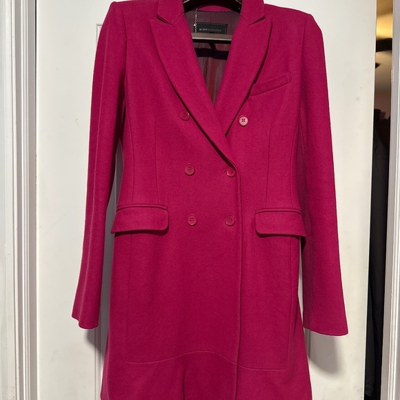 BCBG Max Azria pink pea coat with ruffle bottom - Picture 1 of 3
